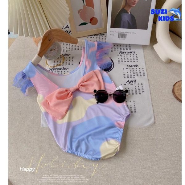 Bộ Đồ Bơi Bé Gái Thiên Thần Pastel Cánh Tiên – Kèm Nơ Hồng Xinh Xắn - Hình ảnh 2
