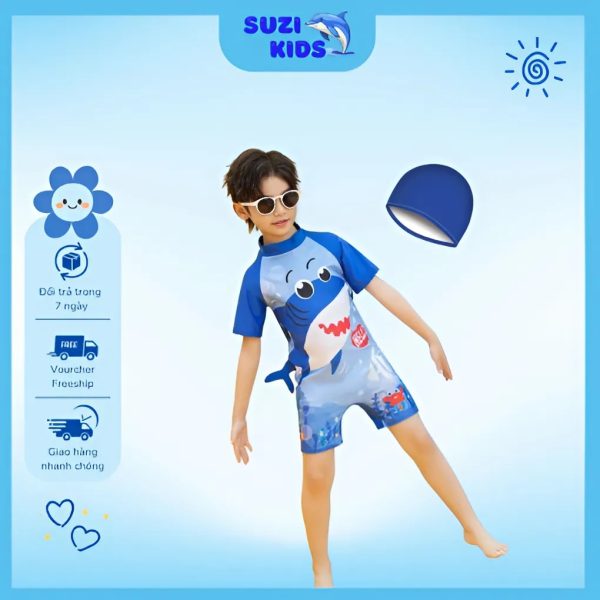 Bộ đồ bơi cho bé trai liền thân khủng long người nhện đáng yêu - Hình ảnh 2