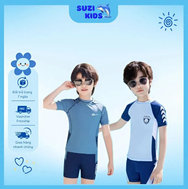 Đồ Bơi Bé Trai Thiết Kế Chất Liệu Co Giãn Cho Bé 15-50kg