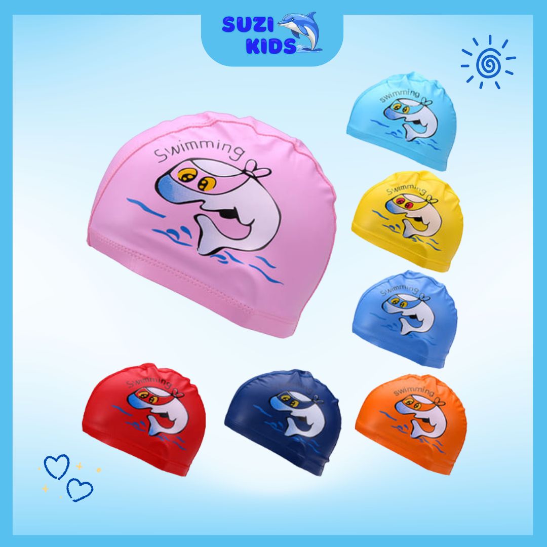 Mũ Bơi Cho Bé - Giải Pháp Bảo Vệ Bé Khi Vui Chơi Dưới Nước. anh-mu-boi-cho-be-hoa-tiet-sac-mau