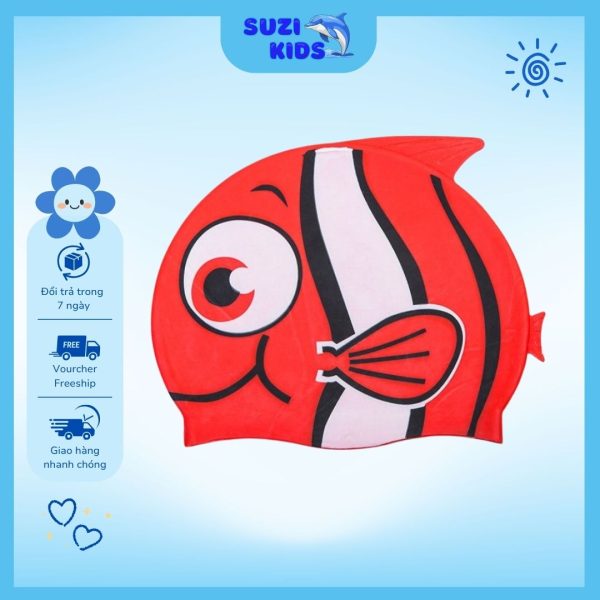 Mũ Bơi Trẻ Em SUZI KIDS Chất Liệu Cao Cấp, Chống Tia UV, Không Thấm Nước hot 2025 - Hình ảnh 4