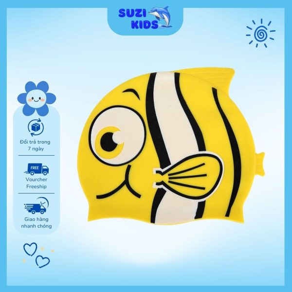 Mũ Bơi Trẻ Em SUZI KIDS Chất Liệu Cao Cấp, Chống Tia UV, Không Thấm Nước hot 2025 - Hình ảnh 3
