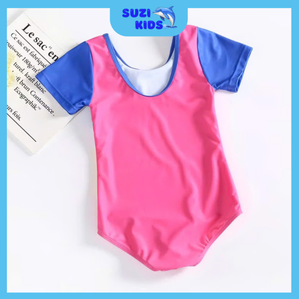 Đồ bơi bé gái liền thân mẫu xanh thỏ hồng - Suzi kids - Hình ảnh 2