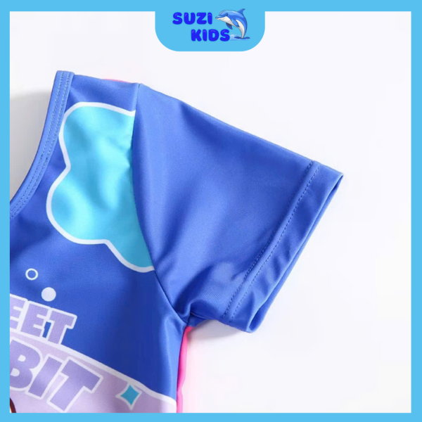 Đồ bơi bé gái liền thân mẫu xanh thỏ hồng - Suzi kids - Hình ảnh 3