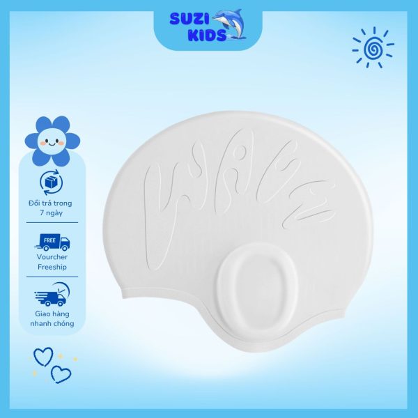 Mũ bơi che tai cao cấp chống nước SUZIKIDS - Hình ảnh 4
