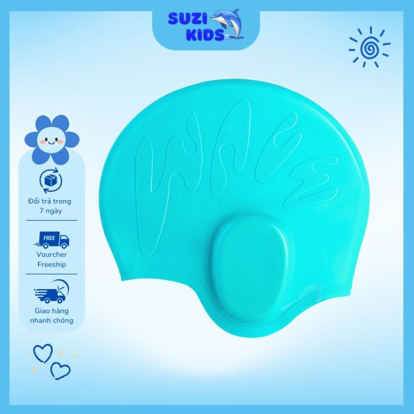 Mũ bơi che tai cao cấp chống nước SUZIKIDS - Hình ảnh 2