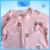 Bộ bơi liền mảnh phối bèo hồng cheri dài tay- Suzi kids