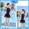 Bộ bơi bé gái có khóa kéo tay ngắn- Suzikids