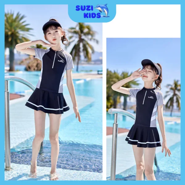 Bộ bơi bé gái có khóa kéo tay ngắn- Suzikids - Hình ảnh 4
